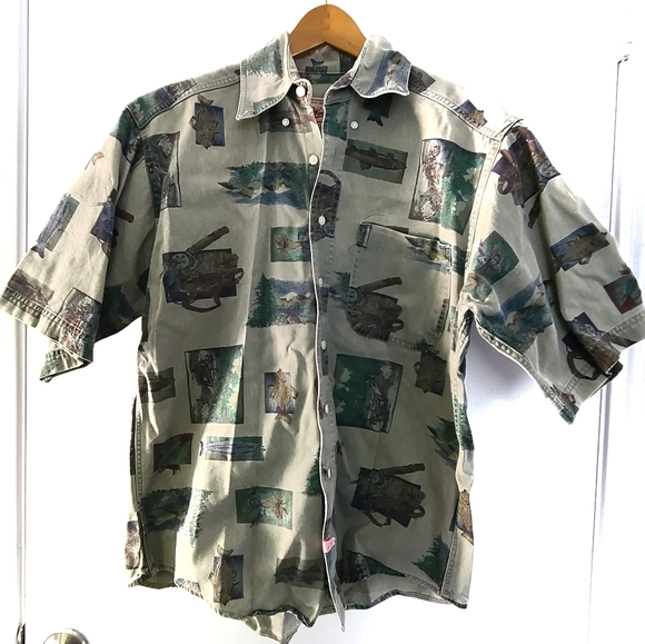 Woolrich Mens sz M Green Short Sleeve Button-down - Picture 1 of 4